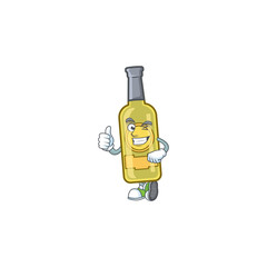 Poster - cartoon character of champagne yellow bottle making Thumbs up gesture