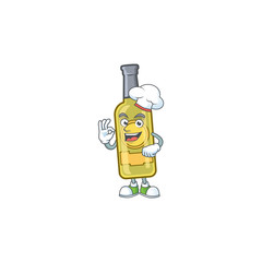 Poster - Smiley Face chef champagne yellow bottle character with white hat