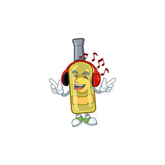 Poster - Singing and Listening music champagne yellow bottle cartoon character