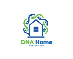 DNA house logo vector, health care logo design