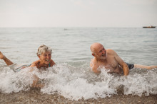 Senior Couple Bathing In Sea