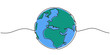 One line style world. Simple modern minimalism continuous earth vector.