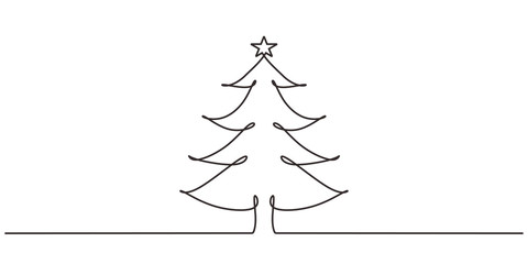 Wall Mural - christmas tree one line drawing minimalism design