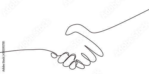 Fotomural One line drawing of shaking hands