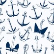 Sea anchors vector seamless pattern. Different ship armature types monochrome texture. Sailboat accessories, nautical vessel equipment monocolor illustration. Textile, wallpaper, wrapping paper design
