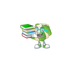 Sticker - Student with book cauliflower on mascot cartoon character style