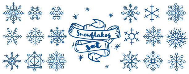 Aufkleber - Snowflakes Set, Snow-flakes winter collection, snowfall vector illustration