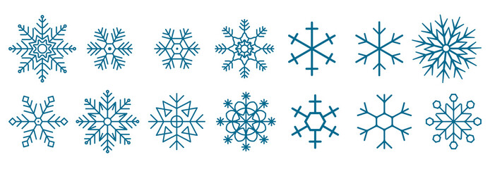 Aufkleber - Snowflakes Set, Snow-flakes winter collection, snowfall vector illustration