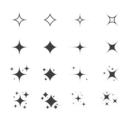 Wall Mural - sparkle icon set. shiny cartoon stars. glowing bursts collection. vector flat twinkle effect.