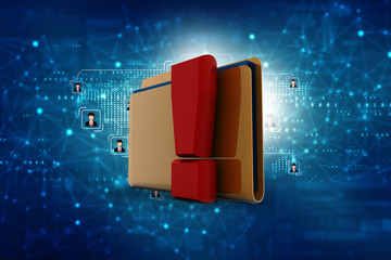 Poster - 3d rendering file folder with exclamation mark