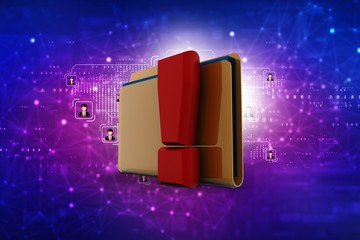 Poster - 3d rendering file folder with exclamation mark