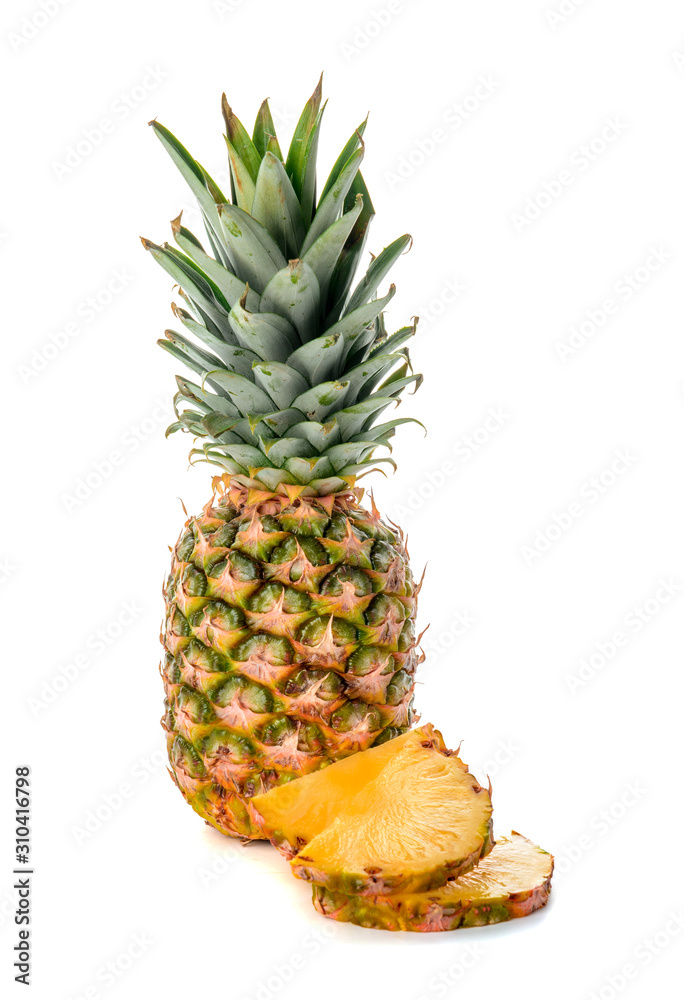 Fresh ripe pineapple on white background