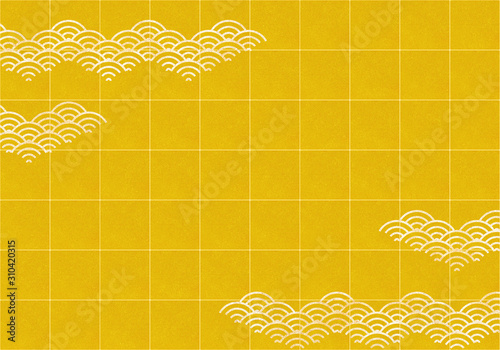 背景 青海波 市松模様 波 海 市松 伝統 和風 和柄 図案 壁紙 テクスチャー 金 屏風 Stock Illustration Adobe Stock