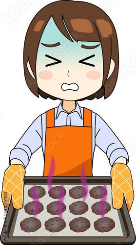 お菓子 クッキー 作りを失敗した女性のイラスト Stock Vector Adobe Stock