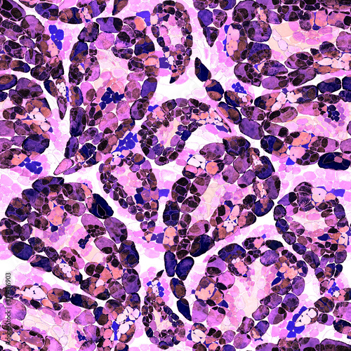 Watercolor seamless pattern with paisley in mosaic style. Tribal ethnic seaml...