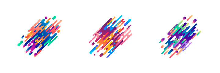 Fototapete - Set of abstract colorful line modern graphic shapes. Design template for logo, flyer or presentation. Abstract form dynamic composition. Modern style vector illustration