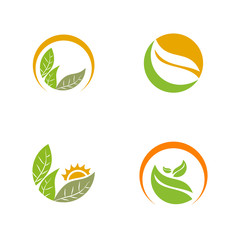 Sticker - Green leaf icon logo design vector illustration template