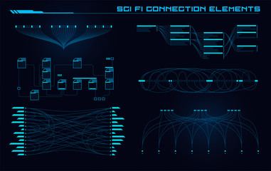 Wall Mural - Set of Sci Fi Modern User Interface Elements. Futuristic Abstract HUD. Good for game UI. Connection elements for data infographics. Vector Illustration EPS10