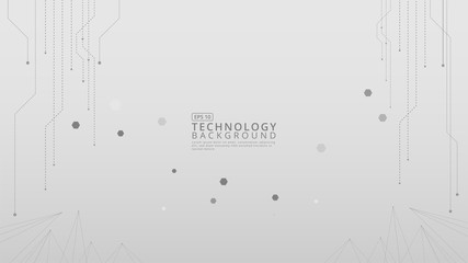 Abstract technology white background line and dots. Vector circuit board illustration. Technology connection digital data and big data modern minimal concept for graphic design and digital marketing.