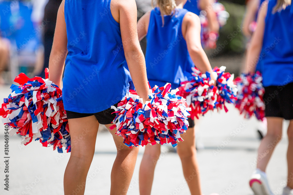 Red White and Blue Cheerleader Pom Poms Red White and Blue Cheerleader Pom Poms