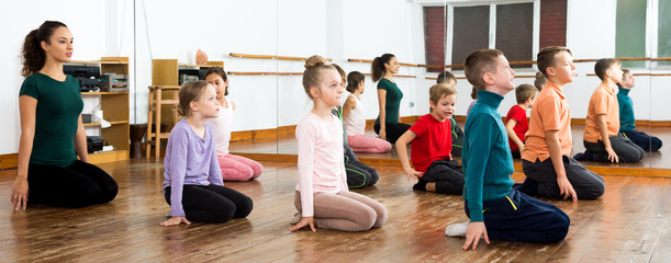 Children studying modern style dance