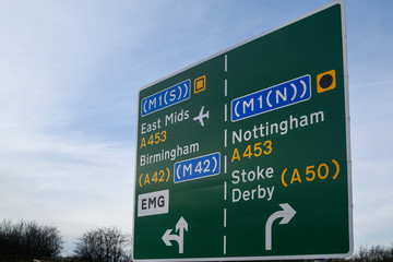 Transport road signs for East Midlands Gateway Rail Terminal ,UK.
