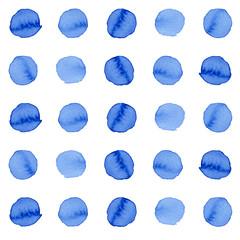 Poster - Isolated watercolor splash spot circle blue ink painted pattern set