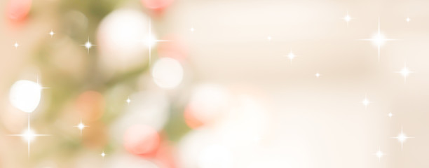 Wall Mural - abstract blur decorated christmas ornament pine tree in home interior background with blinking star 