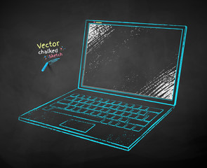 Wall Mural - chalk drawn illustration of laptop