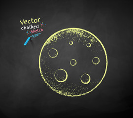 Wall Mural - Vector color chalk drawn illustration of Moon