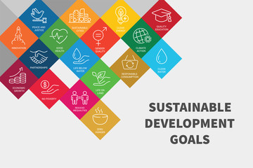 Sustainable Development Goals. Linear style icons