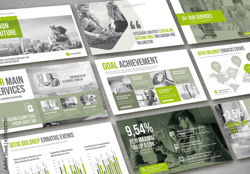 Presentation Pitch Deck Layout In Gray And Green Kaufen Sie Diese Vorlage Und Finden Sie Ahnliche Vorlagen Auf Adobe Stock Adobe Stock