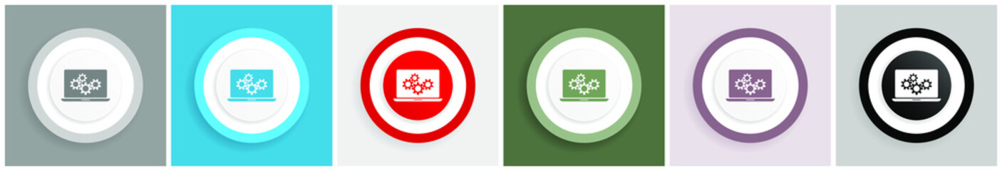 Aufkleber - Laptop icon, notebook, computer vector illustrations in 6 colors options for web design and mobile applications in eps 10