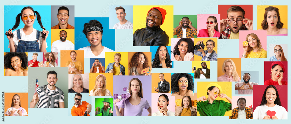 Collage of photos with different people Stock Photo | Adobe Stock