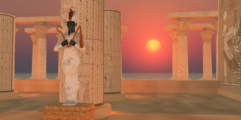 Wall Mural - osiris god statue - the egyptian god of resurrection and the afterlife osiris stands as a statue in 