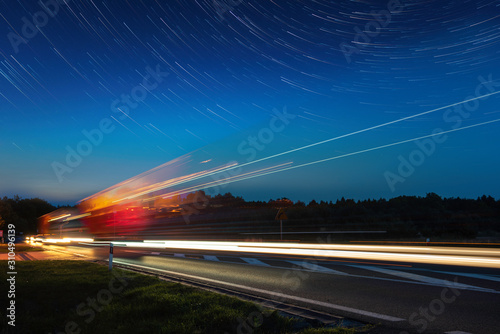 Speed Traffic - light trails on motorway Poster Mural XXL