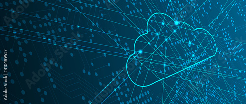 Cuadros en Lienzo Cloud technology. Integrated digital web concept background