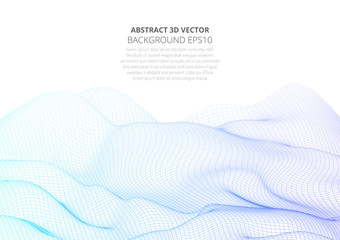 Poster - 3D abstract digital wave of wireframe. Stock vector illustration. HUD element.