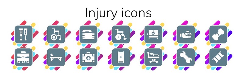 Sticker - Modern Simple Set of injury Vector filled Icons