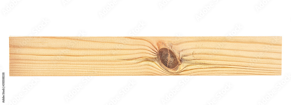 Wooden beam isolated on white background. Pine wooden bar. - obrazy, fototapety, plakaty 