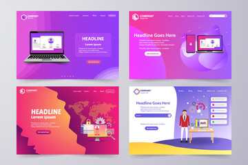 Wall Mural - Collection of landing page Modern vector theme template design