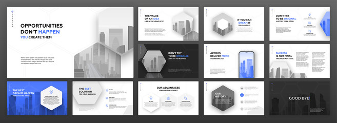 Wall Mural - modern powerpoint presentation templates set for business and construction. use for brochure design,