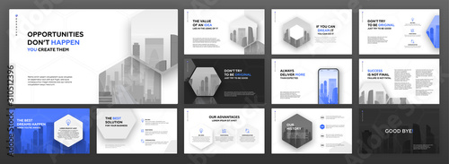 Fotografía Modern powerpoint presentation templates set for business and construction