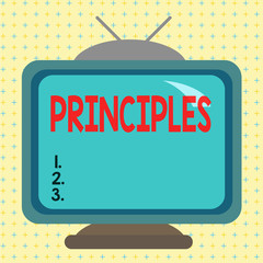 Text sign showing Principles. Business photo text fundamental truth that serves as the base for a system of belief Square rectangle old multicoloured painting television picture wood design