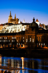 Wall Mural - Prague, Czech Republic - November, 19, 2019: landscape withe the image of St. Vitus Cathedral at night in Prague