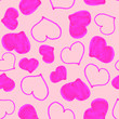© Куприянова Ксения - pink hearts seamless pattern. Hand drawn graphic doodles.  Children’s drawing. Valentine’s day.  Love and romance. For textile and wrapping paper