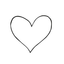 Hand Drawn Black Heart Isolated On White Background. Vector Illustration. Scribble Heart. Love Concept For Valentine's Day