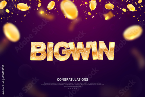 Cuadros en Lienzo Big win gold sign vector banner for gambling template