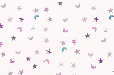 Wall Mural - Small moons and stars confetti - flat lay