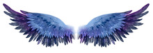 Beautiful Magic Dark Blue Violet Watercolor Wings